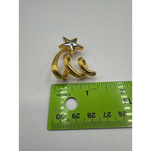 Anne Klein Shooting Star Brooch Pin Gold Tone Rising Star Vintage Swirl - Picture 9 of 10